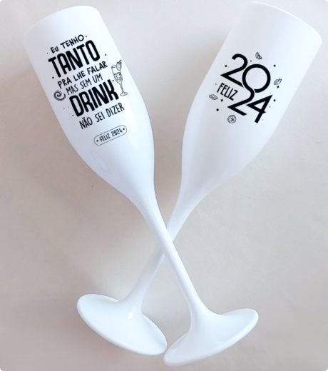 Taça de Espumante Acrílica 190ml personalizada elegante